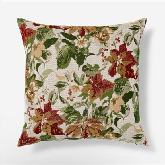 Woven Holiday Floral Square Throw Pillow designed by Threshold with Studio Mcgee - Picture 1 of 6
